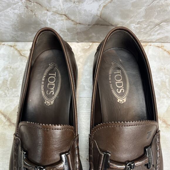 Tod\'s Buckle Loafers Shoes Men\'s Size 11 Brown Leather Dress City Italy main image 8